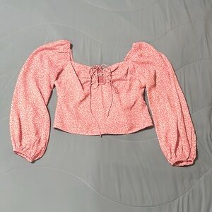 A&F Pink Cropped Floral Shirt